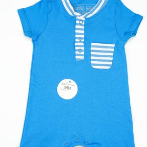 BODYSUIT STIPES COLLAR BLUE INFANT - New Born