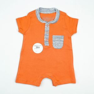 BODYSUIT STIPES COLLAR ORANGE INFANT - 12-18 Months