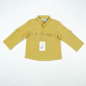 SHIRT KURTA FRONT POCKET BOYS YELLOW INFANT - New Born