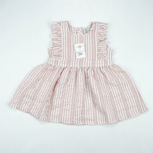 FROCK UPPER BODY FRILL PINK STRIPES - 12-18 Months