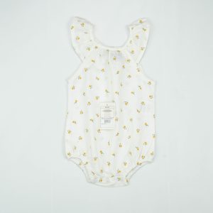 BODYSUIT YOLK SLEEVE WHITE YELLOW FLOWER INFANT - 0-3 Months