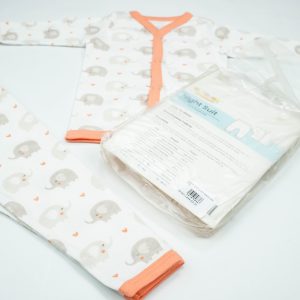 NIGHT SUIT 0-3M PEACH ELEPHANTS - New Born