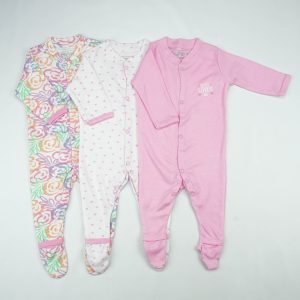 SLEEP SUIT PK3 3-6M B.PINK FLORAL - New Born