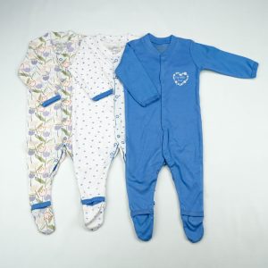 SLEEP SUIT PK3 6-12M LILAC BLOOMING - New Born