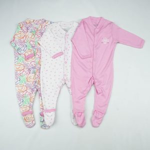 SLEEP SUIT PK3 0-3M B.PINK FLORAL - New Born