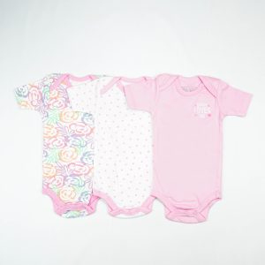 BODY SUIT PK3 6-12M B.PINK FLORAL - New Born