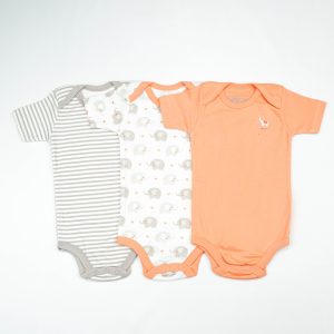 BODY SUIT PK3 12-18M PEACH ELEPHANT - New Born