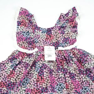 FROCK RUFFLE SLEEVE PURPLE FLOWER INFANT - 12-18 Months
