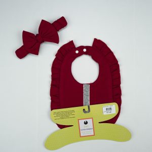 BIB SATIN FRILL MAROON - New Born