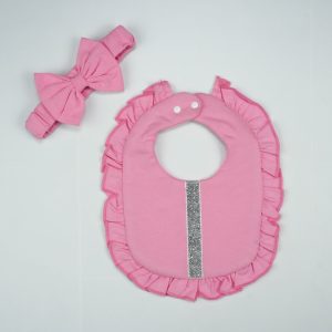 BIB SATIN FRILL PINK - New Born