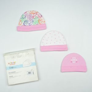 CAP M PK 3 B.PINK FLORAL - New Born