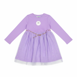Frock Net Long Sleeves Lilac Toddler - 3 Years