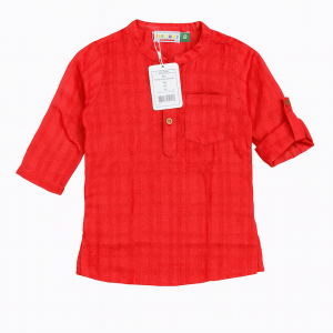 Kurti Round Collar Boys Red Toddler - 5 Years