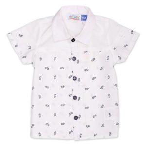 Shirt Cut & Sew Boys Blue Motif Toddler - white, 5 Years